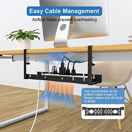 Under Desk Cable Management Tray, Aruqo Retractable Cord Organizer For Desk, No Drill Cable Tray Basket For Wire Management, Sturdy Metal Cable Management Under Desk With Clamp For Home Office #TOP4