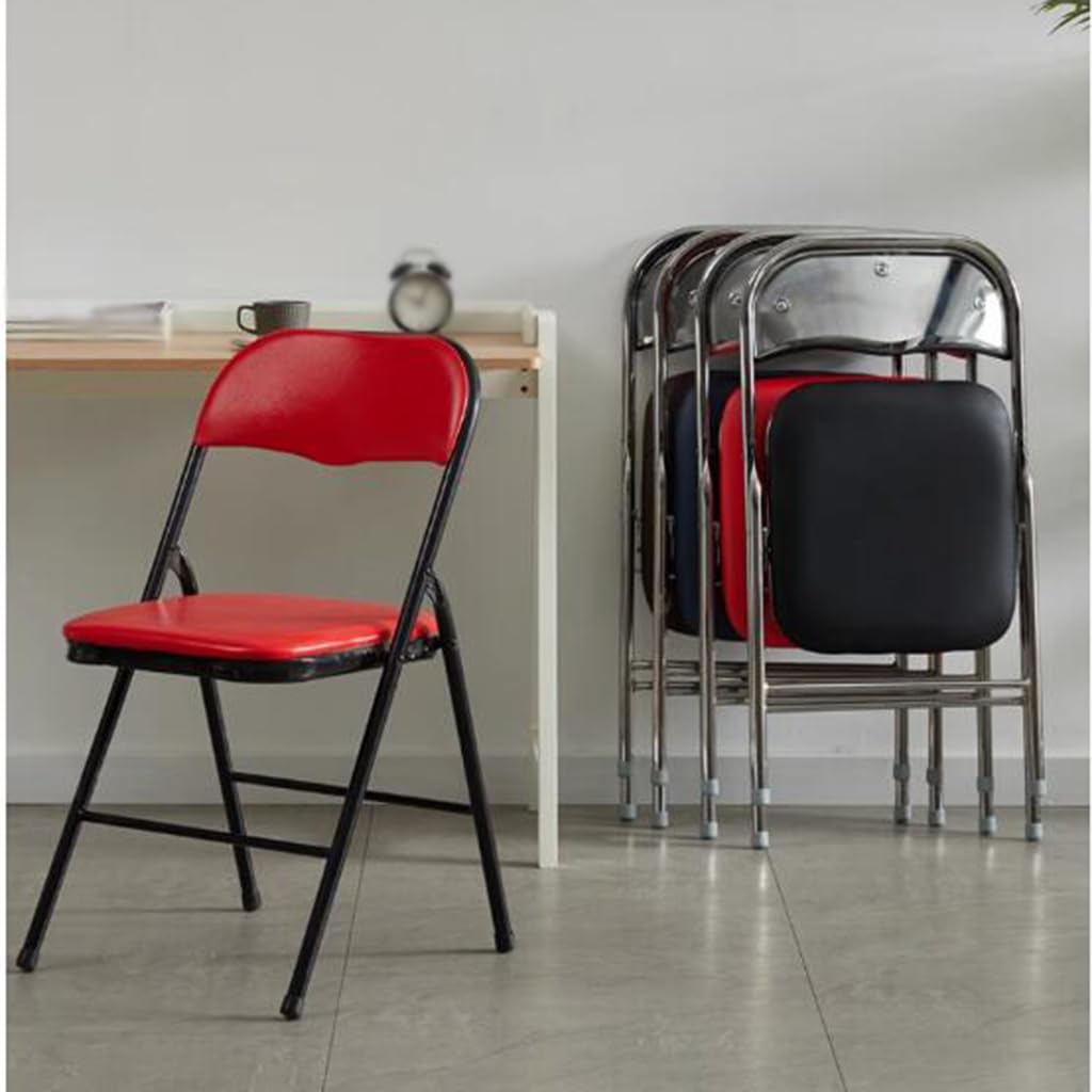 Chaises Pliantes Avec Coussin Rembourré - Cadre Acier Noir, Confort Maison Bureau, Capacité 204kg