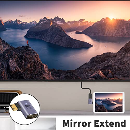 Maxhood Mini HDMI to HDMI Adapter 8K, 90 Degree Left and Right Angle Mini HDMI Male to HDMI Female Adapter, 48Gbps Mini HDMI Adapter Comaptible with Camera, Projector, Tablet, Raspberry Pi, 2Pack - Image 4