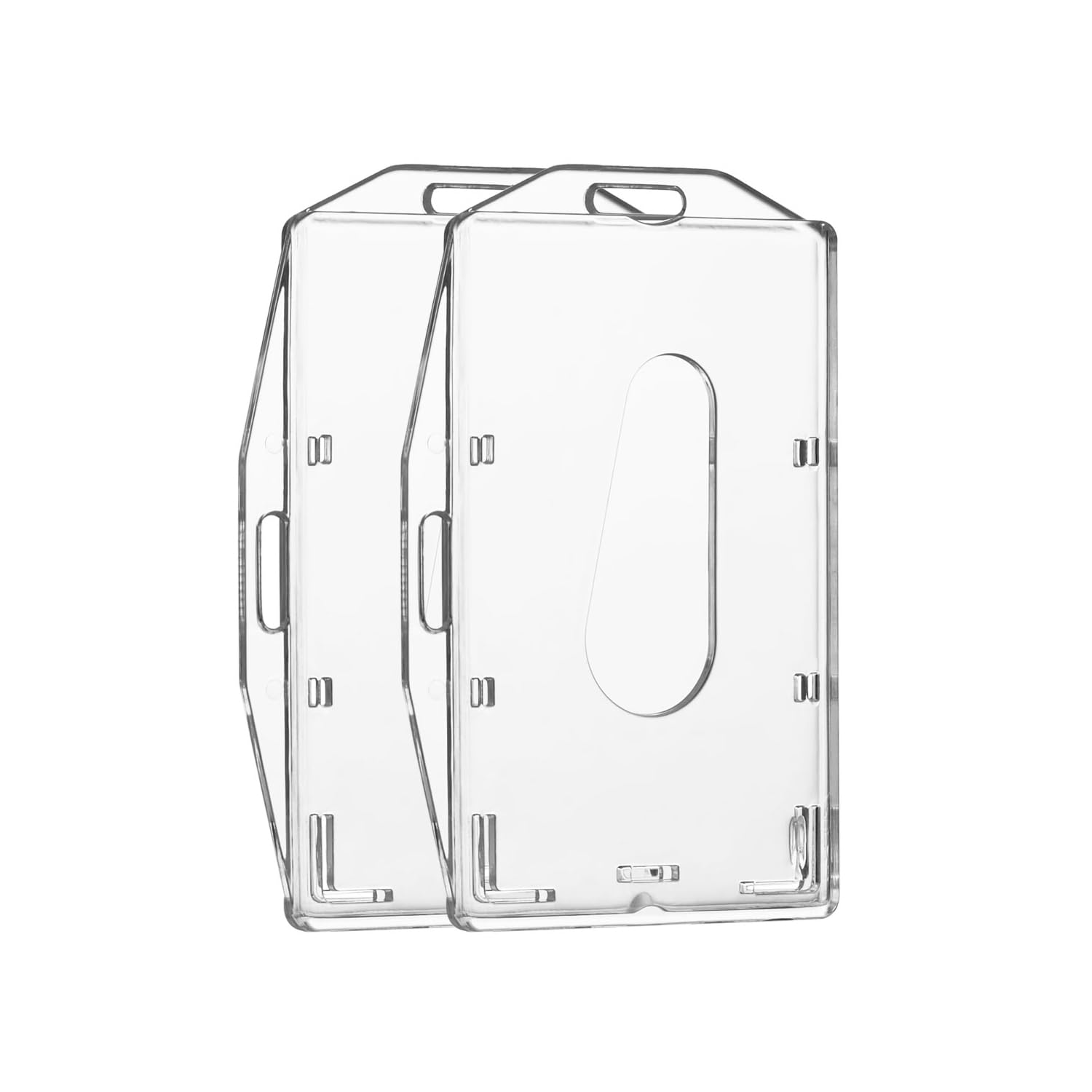 Photo 1 of 2 Pack Hard Plastic Badge Holder, Dual-Sided Horizontal and Vertical ID Card Holders with Thumb Slots, Clear ID Badge Holder for Office and School Identity Cards by FadyRaye