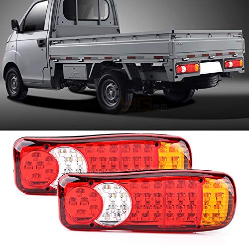 Qiilu 2 piezas LED luces traseras, 12V 46 LED luces traseras Lámpara de freno trasero Stop Indicador de para coche camión furgoneta remolque caravana campistas