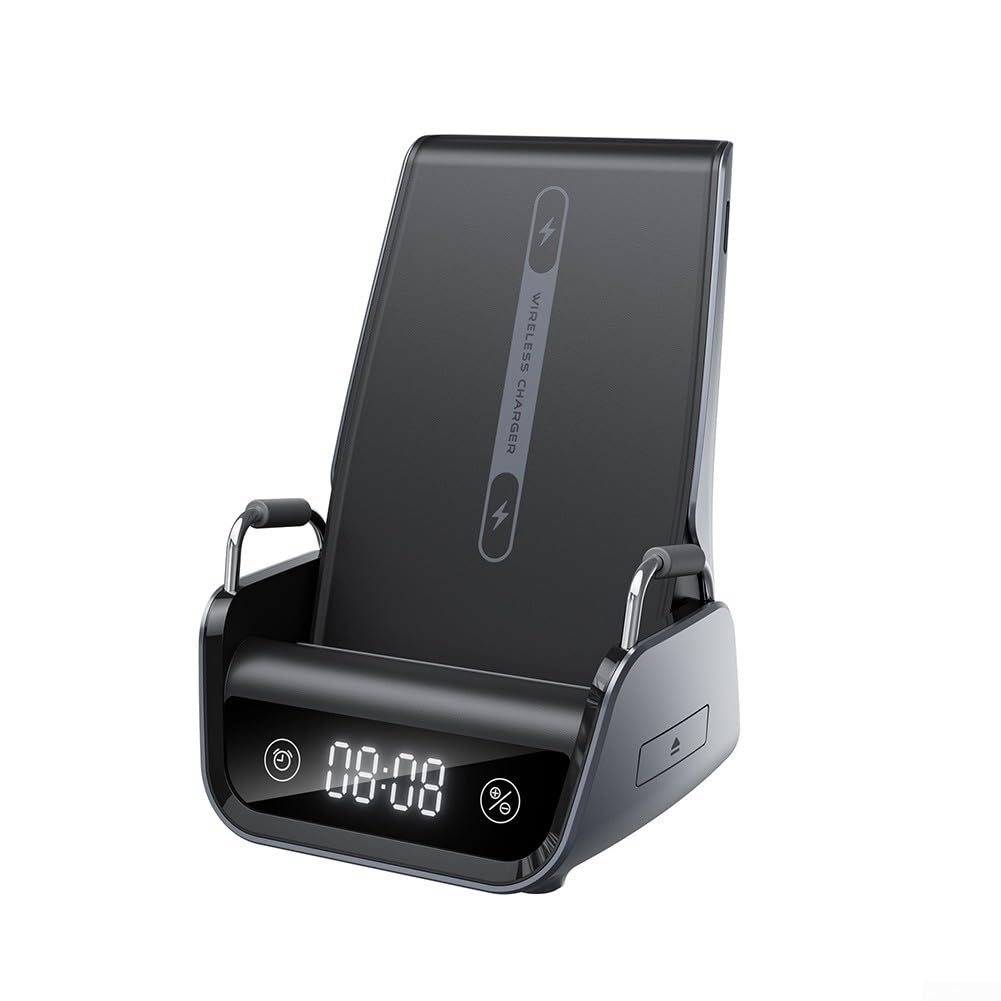 Caricatore Wireless 4-in-1 con 22.5W Caricatore Wireless 4-in-1 | Ricarca simultanea 4 dispositivi, display per ora integrato, uscita 22.5W, design compatto , ABS e lega di zinco