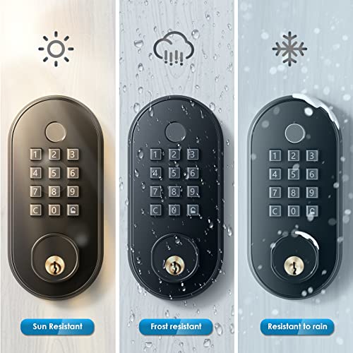 Keyless Entry Door Lock Deadbolt 50 User Smart Deadbolt Fingerprint Door Lock Electronic Code Door Lock With Keypad Auto Lock Biometric Smart Locks For Front Door Black #TOP6