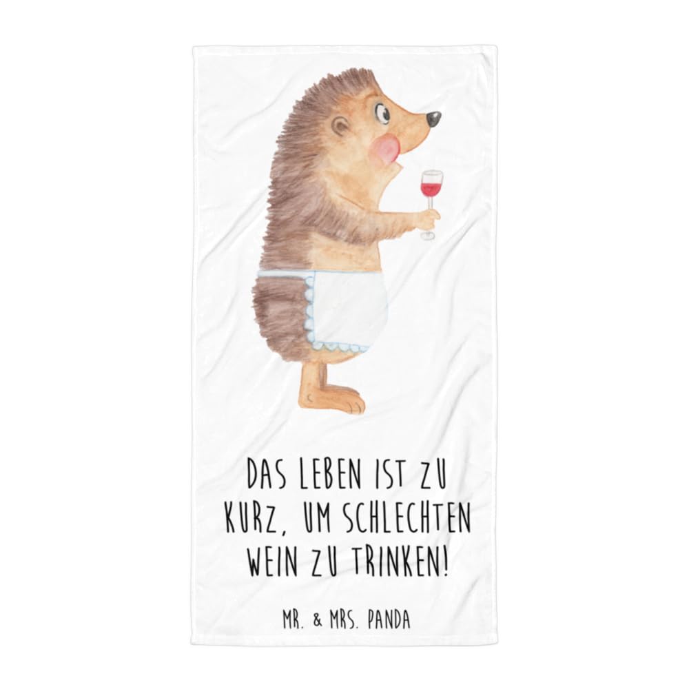 Mr. & Mrs. Panda Handtuch Igel Wein - Geschenk, Großes, Strandtuch, Trinken, Weinglas, Duschtuch, Weißwein, Rotwein, Spruch, Lustige Sprüche, Strandlaken, Badehandtuch