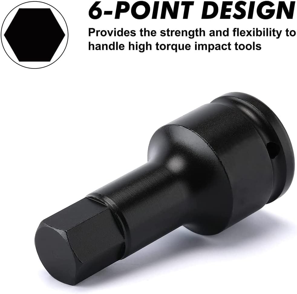 Miniatura 6 de Bettomshin Broca de impacto hexagonal, llave Allen de 12 pulgada, enchufe de impacto hexagonal de 0.669 in, acero Cr-Mo, destornillador hexagonal de