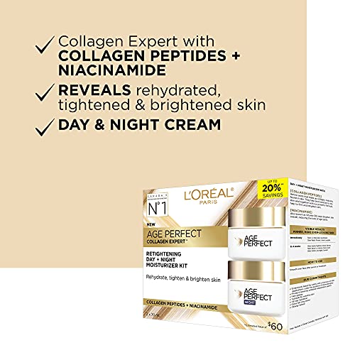 L'Oréal Paris Day & Night Face Moisturizer Cream Skincare Kit (2-Piece), Age Perfect Collagen Expert, with Collagen Peptides + Niacinamides, For Mature Skin, Suitable for Sensitive Skin Skincare kit, 2 x 70 ml - Image 3