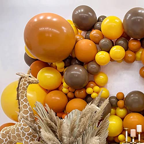 TITSHOP Lot de 115 ballons orange jaune marron latex ballons hélium arche de ballons guirlande pour anniversaire, mariage, douche, graduation, proposition de Noël, décoration de fête