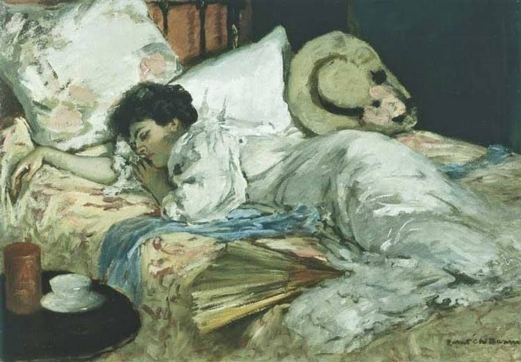 Tableau la sieste de Rupert Charles Wulsten toile imprimée vintage déco murale chambre 60x90