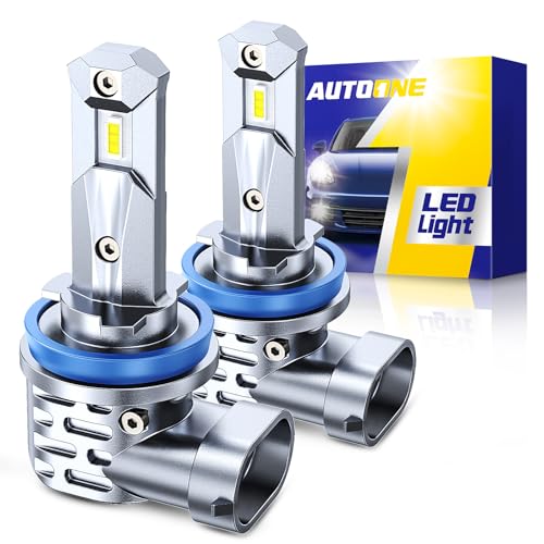 AUTOONE H11/H9 LED Bulb, 36000LM Fanless Plug-N-Play No Error Automotive H8 Light Replacement for Halogen 10YR Lifespan IP68, Easy Install, Pack of 2