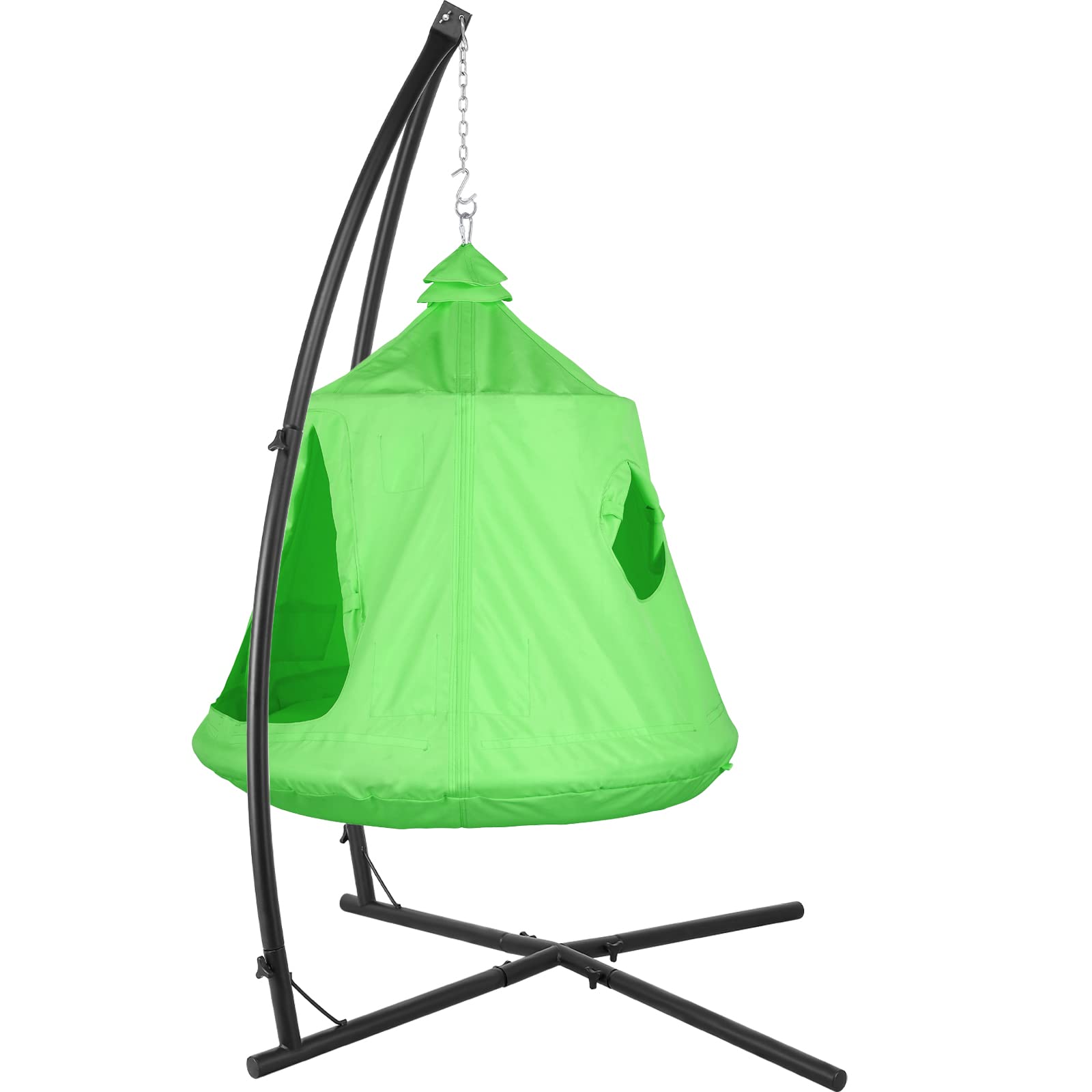 AthLike X-Shaped Hanging Tree Tent w/Swing Chair,Hammock Chair Stand Canopy w/Steel Frame,Indoor Outdoor Egg Basket Patio Seat w/Adjustable Solid