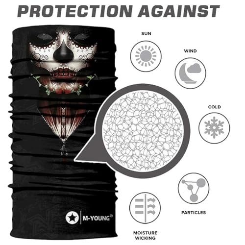 Image of Skull Face Mask Bandanas, Neck Gaiter, Headwear, Magic Scarf, Headband for dust Sun Wind