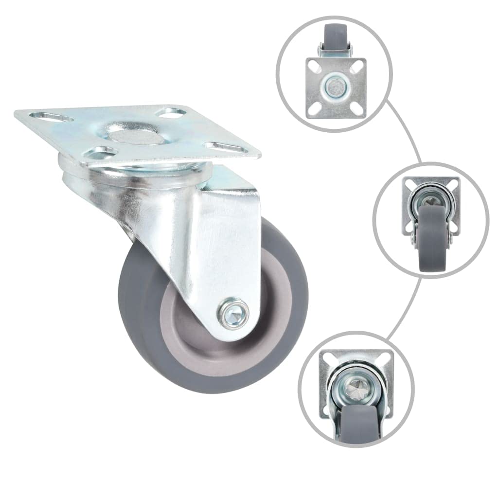 144 Stück Lenkrollen 50 mm TPR Gummi mit Eisenrahmen Zinkbeschichtung robust für Werkstatt Lager Industrie Transportwagen Hubwagen Sackkarre Plattformwagen