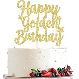 Rsstarxi 1 Pack Happy Golden Birthday Cake Topper Glitter Golden Birthday Party Cake Decoration 14th 16th 18th 30th 50th 60th Birthday Cake Picks for Kids Adults Birthday Party Decorations