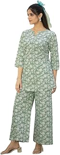Pinkmint Women's Pure Cotton Co Ord Set l Kurta Sets for Women |Kurta Sets| Printed Kurta with Pant l Stylish Pocket &amp; 3/4...