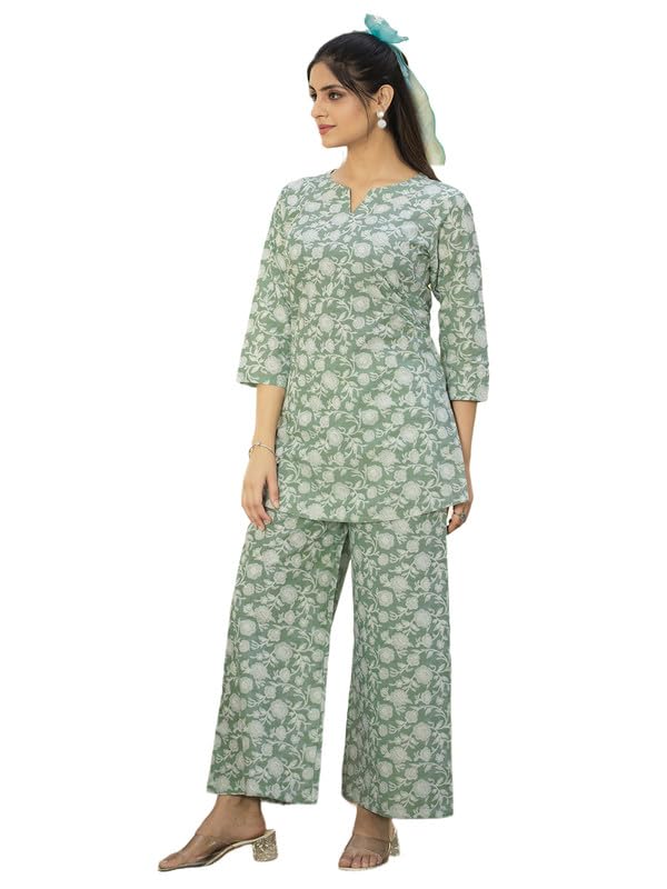 Pinkmint Women's Pure Cotton Co Ord Set l Kurta Sets for Women |Kurta Sets| Printed Kurta with Pant l Stylish Pocket & 3/4... - Review, Price and Buying Guide