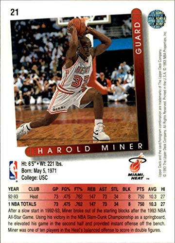 Amazon.com: 1993-94 Upper Deck #21 Harold Miner Miami Heat NBA