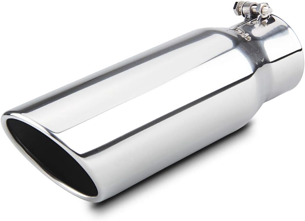 LCGP 3 Inch Inlet Exhaust Tip,3" x 4" x 12",Bolt On Stainless Steel Polished Diesel Exhaust Tailpipe Tip Polished-Bolt On 3" ID /4" OD/ 12" Long