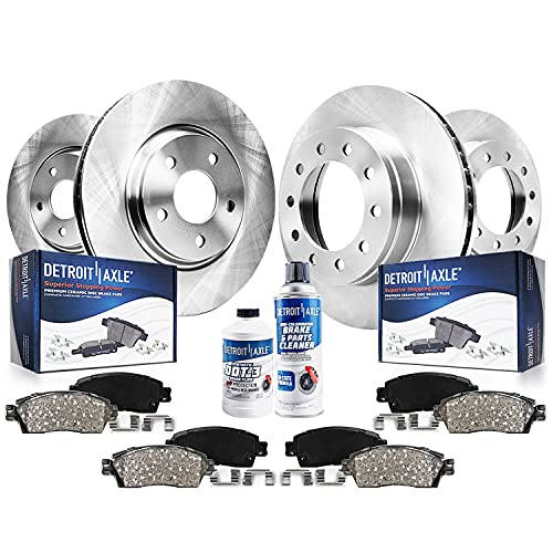 Image of Detroit Axle - Front Rear Brake Kit for 2003-2011 Lincoln Town Car Disc Brake Rotors Ceramic Brakes Pads w /Hardware 2004 2005 2006 2007 2008 2009 2010: 12.01'' inch Front, 11.61'' inch Rear Rotors