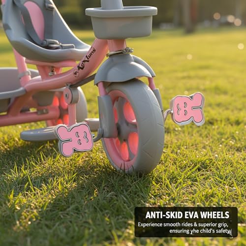 Image of Tricycle for Kids, with Parental Control, Tricycles for Kids 2 to 5 Years Boys and Girls, Cycle for 1+ Children, Bike with EVA Tech Wheels, Super, Baby Pink