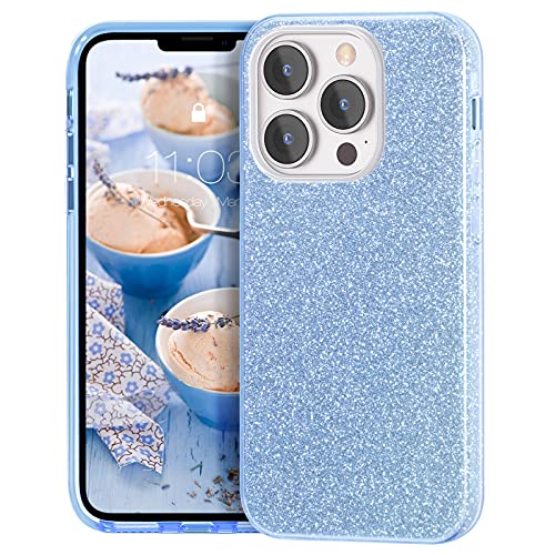 MATEPROX Glitzern Handyhülle Kompatibel mit iPhone 13 Pro Max/iPhone 12 Pro Max Hülle Schutzhülle Sprühen Glänzend Bling Dünnes Hülle für iPhone 13 Pro Max 6,7'' 2021-Blau