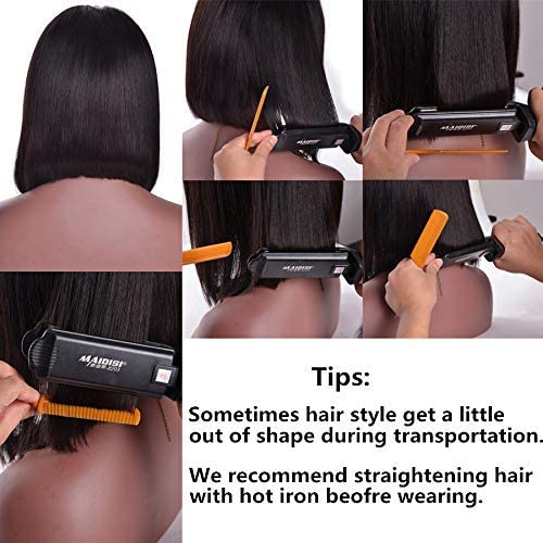 Miniatura 6 de Pelucas cortas de cabello humano lacio estilo Bob de 13 x 4 pulgadas, pelucas de encaje frontal transparente HD, pelucas de cabello humano húmedo y