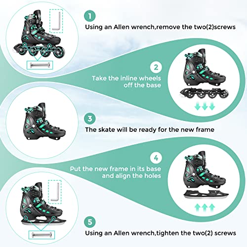 Hikole Inline Skates For Women And Men, Adjustable 2-In-1 Roller Skates Blades And Ice Skates, Perfect For Outdoor Fitness And Beginners #TOP2