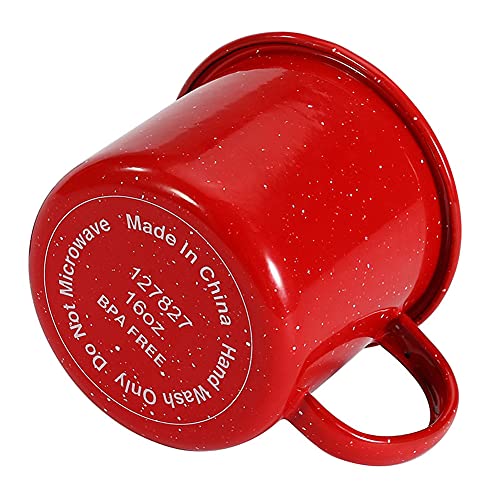 Weddptyfr Outdoor Camping Mugs-Coffee Mug 16 Oz-Enamel Travel Mug Cup,Tea Camp Enamel Cup Set For Drinks Home Office Use/Fishing/Picnics,Outdoor Mountaineering Enthusiasts (Red, 1) #TOP3