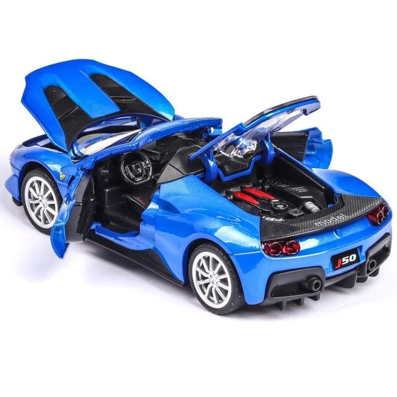 Image of New 1:32 J50 Diecast Alloy Metal Pull Back Car with Openable Doors Music Sound and Light Vehicle Toy Car for Kids Boys (Blue)