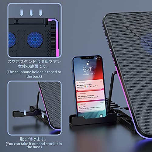 AOYATEC-Laptop-Cooling-Pad-with-6-Quiet-LED-Fans-RGB-Light-Laptop-Cooler-Stand-with-Dual-USB-20-Portsfor-12-17-Inch-LaptopWind-Speed-AdjustableCooling-Fan-for-Notebook-Gaming-Laptop