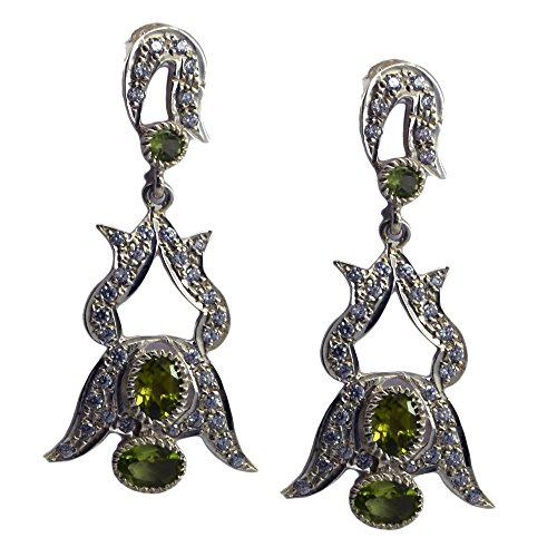 Argent 925 boucles d'oreilles pendantes péridot vert pour vos tenues de soirée