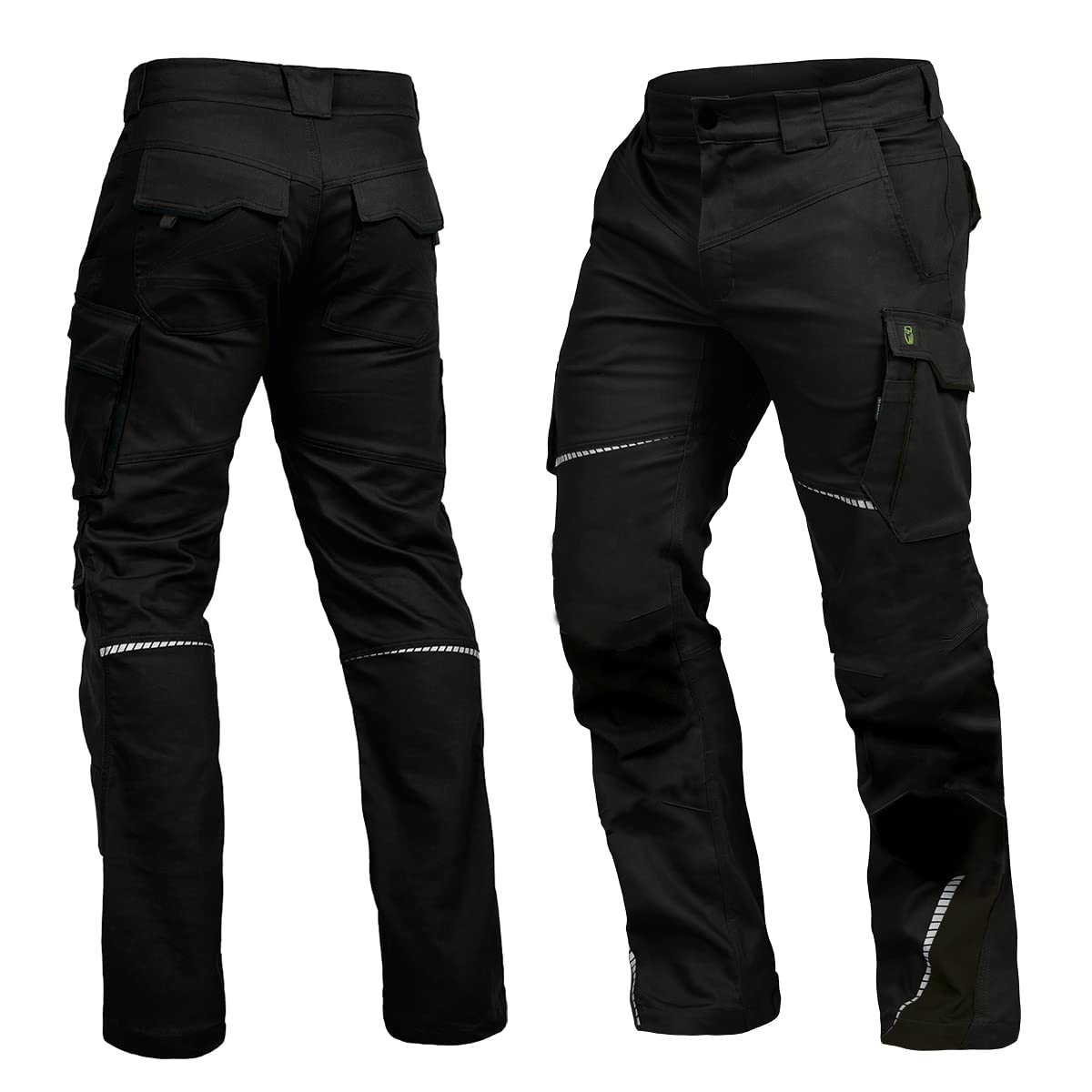 LEIB WÄCHTER Flex-Line Arbeitshose Bundhose Premium Schwarz/Schwarz ohne Kniepolstertaschen Gr. 50