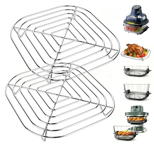 Image of 2Pcs Racks for Ninja CRISPi PRO XL Air Fryer AS090UK, Stainless Steel Rack SUS304 for Glass Container 5.7L 3.8L and 2.3L Accessories for Ninja Crispi Air Fryer