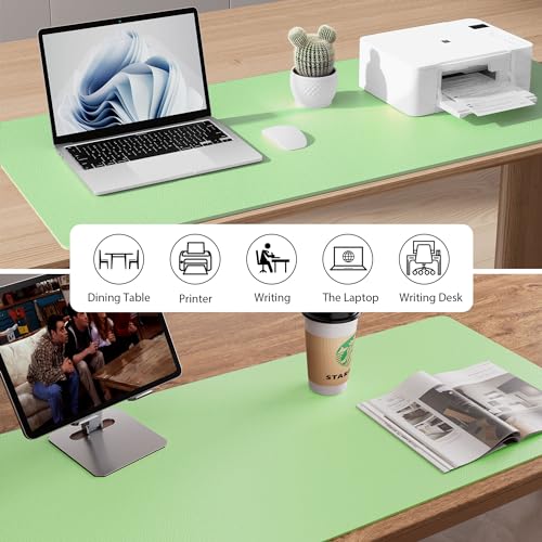 Image of Aothia Leather Desk Pad Protector, Office Mat, Large Mouse Pad, Non-Slip PU Leather Blotter, Laptop Pad, Waterproof Writing Pad for Office and Home (17 inchx48 inch, Foam Green)