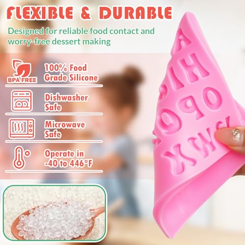 Image of HKMTT Letter Molds Silicone for Chocolate Fondant Clay, Mini Size for Uppercase lowercase Alphabet Number Decorating Birthday Cake Strawberries Cake Pop Decorating Moulds BPA Free