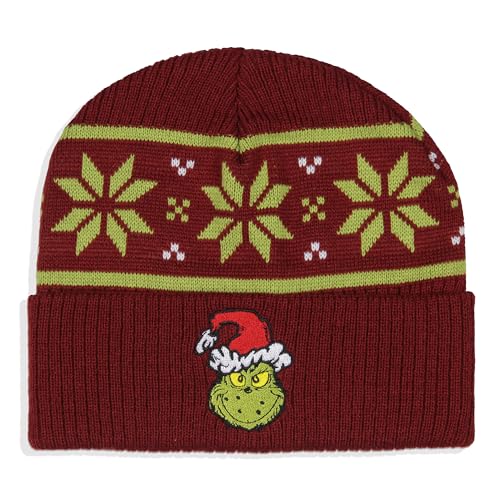 Pull brodé Grinch Dr. Seuss et son bonnet assorti, le cadeau de Noël idéal