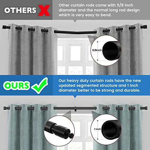 Tdzwin 2 Pack Black Curtain Rods For Windows 48 To 84 Inch, 1 Inch Diameter Heavy Duty Black Curtain Rods, Matte Black Modern Telescoping Drapery Rods For Indoor &Outdoor (M8,Black,40-76 Inch) #TOP4