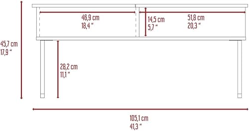 Miniatura 7 de Mesa de centro elevable con un estante en color expreso, mesa de centro moderna, 25.90 pulgadas de largo x 41.30 pulgadas de ancho x 17.9 pulgadas