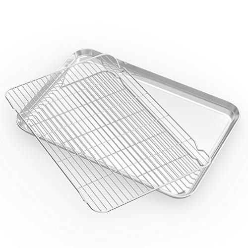 Bastwe Baking Sheet With Cooling Rack And Silicone Baking Mat, 20 Inch Stainless Steel Bakeware, Healthy & Nontoxic & Rustproof & Easy Clean & Dishwasher Safe #TOP4