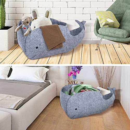 Aynaxcol Storage Basket Felt Storage Bin Whale Shaped Collapsible & Convenient Box Organizer With Carry Handles For Home Bedroom Closet Babies Nursery Toys #TOP2