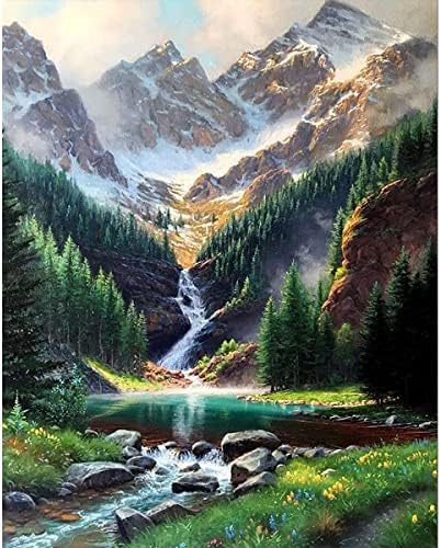 RICUVED Mountain Paint By Number For Adults,Landscape Painting By Number Kits On Canvas Painting By Numbers With Acrylic Paint Kits Frameless 40x50cm