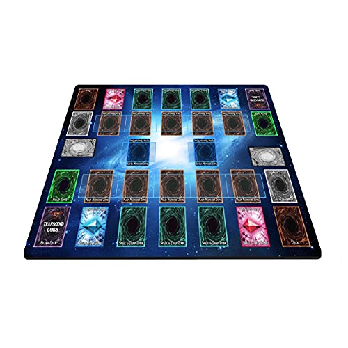 2 Player Duel Link Zones Custom Playmat - Rubber Game Mat 53 Cm X 63 Cm (Blue Galaxy Style) Compatible With Yugioh! Tcg #TOP1