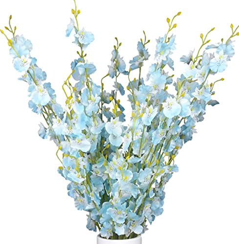 Wilikxp Silk Flowers In Bulk Wholesale Artificial Orchid 12 Pcs(37.5'') Fake Orchid For Wedding Home Indoor Outdoor, Not Include Vase(Blue) #TOP3