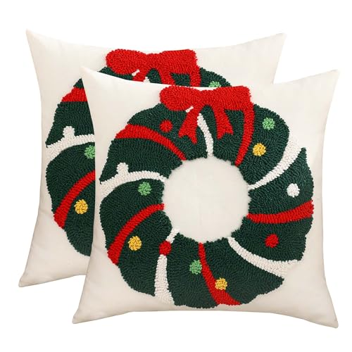Tosleo 2er Set Kissenbezüge Weihnachten Weihnachtsmann 45 x 45 cm...