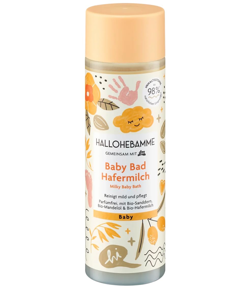2er-Set – Baby Badezusatz Hafermilch (200 ml) + Baby Badezusatz Schlummer Bad (20 ml) + Bonus Silikonschwamm