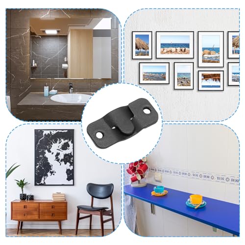Image of PATIKIL 4 Pairs Flush Mount Bracket 43x19mm, Interlocking Hang Buckles, Black