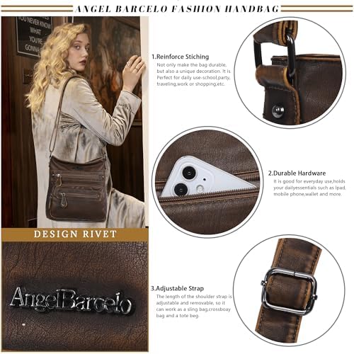 Angel Barcelo Crossbody Bags for Women Soft Small Shoulder Purses for Women Dark Brown — view 4