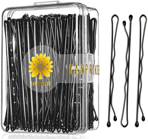 KANPRINCESS 100PCS 2.4Inch Bobby Pins Black,Pain-Free Bobby Pins for All Hair Types,Hair Pins for Women Girls,Hairpins for Buns with Box(Black)