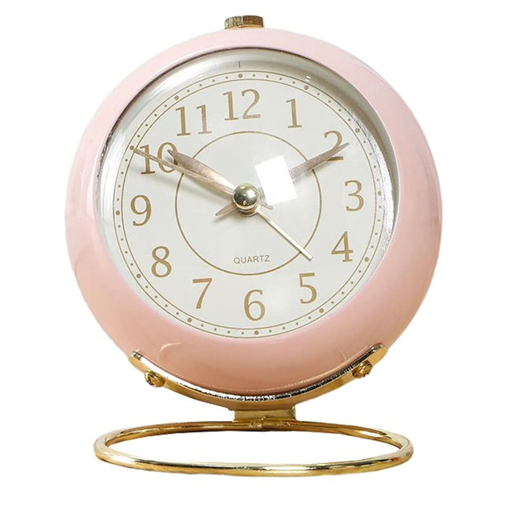 Hrwly D Retro European Alarm Clock Metal Small Esktop Ornaments Bedside Wake-Up Home Ecor(D)