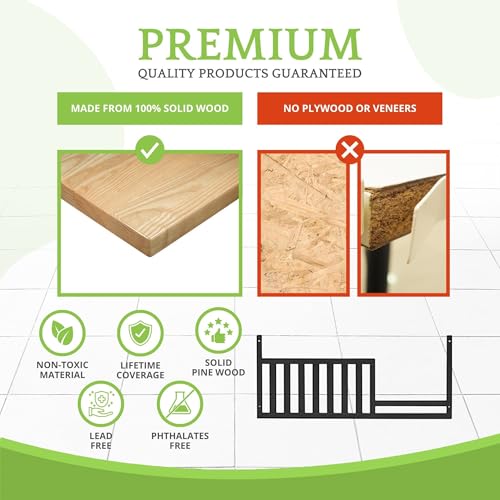 Image of Toddler Bed Safety Guard Rail for Oxford Baby, Soho, Ozlo & Avalon Baby Convertible Cribs - Solid Wood Rail for Toddler Bed Conversion - Safety Rails for Children (Slate, Option 1)