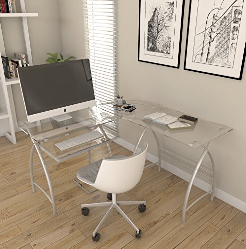 Silver corner l-shaped computer desk by ryan rove